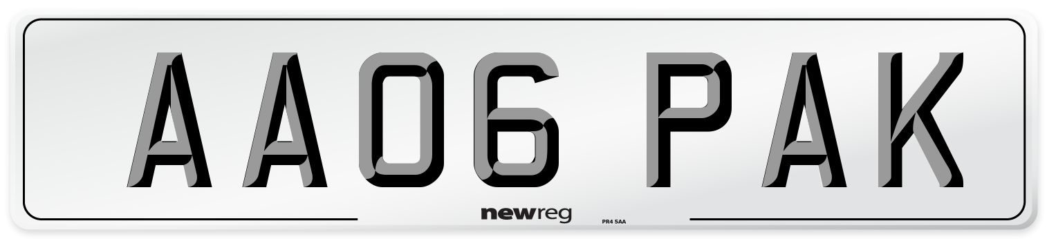 AA06 PAK Number Plate from New Reg
